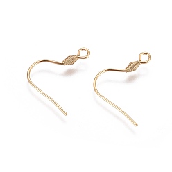 Golden 304 Stainless Steel Earring Hooks, with Horizontal Loop, Golden, 21mm, Hole: 2mm, 20 Gauge, Pin: 0.8mm