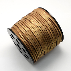 Camel Eco-Friendly Faux Suede Cord, Faux Suede Lace, with Glitter Powder, Camel, 2.7x1.4mm, about 100yards/roll(300 feet/roll)