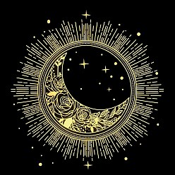 Lune Nappe de tarot en tissu suédé pour la divination, bloc de cartes de tarot, nappe pendule, carrée, noir, motif de lune, 490x490mm