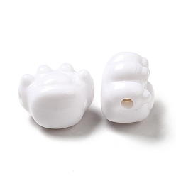 Blanc Perles acryliques opaques, griffe, blanc, 16x18.5x13mm, Trou: 2.5mm, environ217 pcs / 500 g