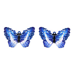 Bleu Pendentifs en filigrane en acier inoxydable 430 peints à la bombe, charme de papillon, bleu, 17x25x0.5mm, Trou: 1mm