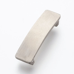 Stainless Steel Color 304 Stainless Steel Slide Charms, Rectangle, Stainless Steel Color, 38x10x6mm, Hole: 3x8mm