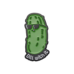 Vegetables Funny Word Dill with It Enamel Pins, Alloy Brooches for Backpack Clothes, Cucumber, 29x14mm