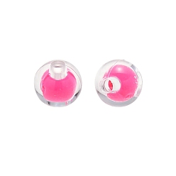 Deep Pink Transparent Acrylic Beads, Bead in Bead, Round, Deep Pink, 8x7.5mm, Hole: 2mm, about 1700pcs/500g