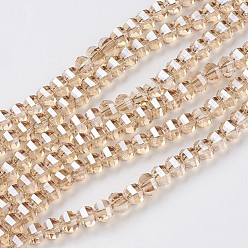PeachPuff Electroplate Glass Beads Strands, Faceted, Rondelle, Pearl Luster Plated, PeachPuff, 6x4.5mm, Hole: 1mm, about 98pcs/strand, 17.3 inch(44cm)