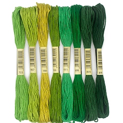 Verde 8 ovillos 8 colores 6 hilo de poliéster para bordar, hilos de punto de cruz, bordado de borlas, degradado de color, verde, 2 mm, aproximadamente 8.20 yardas (7.5 m) / madeja