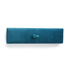 Dark Turquoise Velvet Necklace Boxes, Necklace/Long Chain Storage Boxes, Rectangle, for Wedding Ceremony, Anniversary's Day, Dark Turquoise, 22.5x6x3.2cm