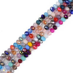 Colorido Abalorios de vidrio, facetados, ábaco, colorido, 6x4.5 mm, agujero: 1.2 mm, sobre 90~92 unidades / cadena, 16.34 pulgada ~ 16.73 pulgada (41.5~42.5 cm)