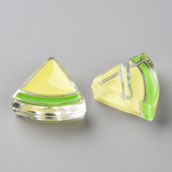 Jaune Champagne Perles acryliques émail transparent, pastèque, jaune champagne, 23.5x25.5x9mm, Trou: 3.5mm
