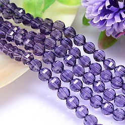 Pourpre Moyen Imitation facettes rondes cristal autrichien rangées de perles, grade de aaa, support violet, 6mm, Trou: 0.7~0.9mm, Environ 68 pcs/chapelet, 15.7 pouce