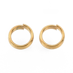 Золотой 304 из нержавеющей стали разрезные кольца, кольца с двойной петлей, золотые, 4x1 мм, внутренний диаметр: 3 мм, одиночный провод: 0.5 мм