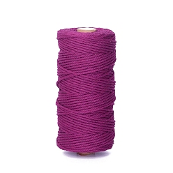 Medium Violet Red 100M Round Cotton Braided Cord, for DIY Handmade Tassel Embroidery Craft, Medium Violet Red, 3mm, about 109.36 Yards(100m)/Roll