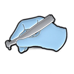 Azul Cielo Pin de esmalte de tema dental, Broche de aleación de zinc negro para ropa mochila., mano con taladro, luz azul cielo, 21x34x1.5 mm