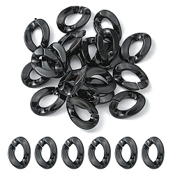 Noir Anneaux de liaison acryliques opaques, connecteurs à liaison rapide, pour faire des chaînes, torsion, noir, 30x21x6mm, diamètre intérieur: 16x8 mm