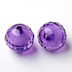 Dark Orchid Transparent Acrylic Beads, Bead in Bead, Faceted, Round, Dark Orchid, 20mm, Hole: 2mm, about 110pcs/500g