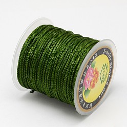 Dark Olive Green Braided Nylon Threads, Dark Olive Green, 2mm, about 25.15 yards(23m)/roll