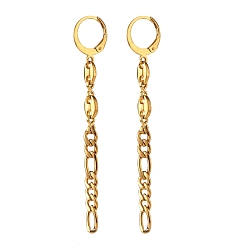 Golden 304 Stainless Steel Chain Dangle Leverback Earrings, Long Chain Tassel Drop Earrings for Women, Golden, 65.5mm, Pin: 1x0.7mm