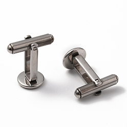 Stainless Steel Color 304 Stainless Steel Cuff Buttons, Cufflink Findings for Apparel Accessories, Stainless Steel Color, Tray: 8mm, 19x18x10mm