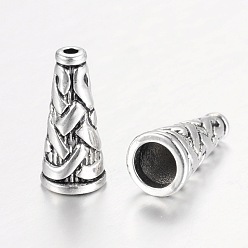 Antique Silver Tibetan Style Cone Alloy Bead Caps, Antique Silver, 17.7x8mm, Hole: 1.5~6mm