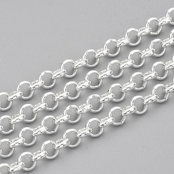 Plata 304 cadenas rolo de acero inoxidable, cadena belcher, sin soldar, con carrete, el color plateado de plata, 5x1.5 mm, aproximadamente 32.8 pies (10 m) / rollo