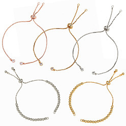 Mixed Color 5Pcs 5 Styles Brass Chain Bracelet Making, Slider Bracelets Making, with Rhinestone, Mixed Color, 1pc/style