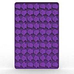 Violet Foncé Plateaux de moules à glace en silicone de qualité alimentaire, avec 70 cavités en forme de fantôme d'halloween, fabricant d'ustensiles de cuisson réutilisables, pour faire fondre la cire faire des gâteaux de savon bougie, violet foncé, 200x300x9mm
