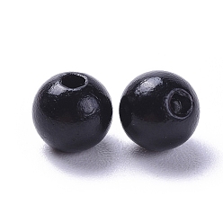 Black Imitated Pearl Acrylic Beads, Round, Black, 6mm, Hole: 2mm, about 4800pcs/500g