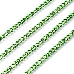 Lime Green Electrophoresis 304 Stainless Steel Curb Chains, Unwelded, with Spool, Lime Green, 3.5x2.8x0.5mm, about 32.8 Feet(10m)/roll