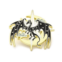 Dragon Pattern Animal Enamel Pin, Light Gold Alloy Badge for Clothes Backpack, Dragon Pattern, 28.5x30.5x1.5mm