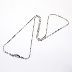 Color de Acero Inoxidable 304 de acero inoxidable collares de cadena de la cuerda de los hombres de moda, con broches de langosta, color acero inoxidable, 23.6 pulgada (59.9 cm), 2 mm