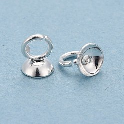 Silver 201 Stainless Steel Bead Cap Pendant Bails, for Globe Glass Bubble Cover Pendants, Silver, 4x4mm, Hole: 1.2mm