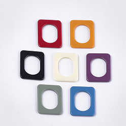 Couleur Mélangete Anneaux de liaison acryliques opaques, rectangle, couleur mixte, 39x29x3mm, mesure intérieure: 26.5x18.5 mm