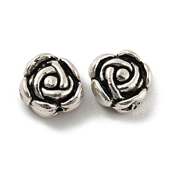Antique Silver Tibetan Style Alloy Beads, Lead Free & Cadmium Free, Flower, Antique Silver, 6.5x7x4mm, Hole: 1.2mm, about 1666pcs/1000g