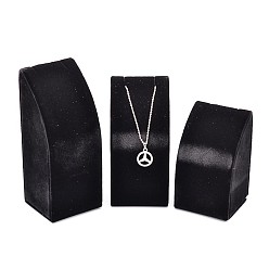 Black Wood Necklace Rectangle Displays, Covered with Velvet, Black, 9~13x5x5cm