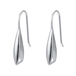 Platinum Rhodium Plated 925 Sterling Silver Earring Hooks, Triangle, Platinum, 23x6x3mm, 24 Gauge, Pin: 0.5mm and 0.6mm