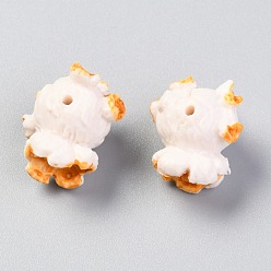 Seashell Color Resin Beads, Imitation Food, Popcorn Toy, Seashell Color, 21x19.5x16.5mm, Hole: 2mm