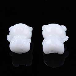 Кремово-белый Синтетических коралловых бусин, окрашенные, имитация нефрита, медведь, кремово-белые, 13.5x12x10 мм, отверстие : 1.2 мм