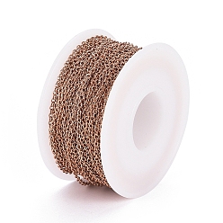 Rose Gold Ion Plating(IP) 304 Stainless Steel Cable Chains, Soldered, with Spool, Oval, Rose Gold, 2x1.5x0.4mm, about 32.8 Feet(10m)/roll