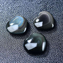 Obsidian Love Heart Palm Worry Stone, Natural Obsidian Reiki Energy Stone Display Decorations, for Home Feng Shui Ornament, 25~30x28~30x10~12mm