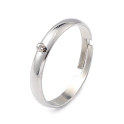 Color de Acero Inoxidable 304 bases de anillo de bucle de acero inoxidable, anillo de dedo ajustable, color acero inoxidable, 3x1 mm, agujero: 1.2 mm, diámetro interior: 18 mm