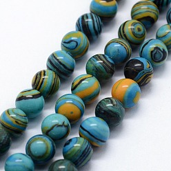 Sky Blue Synthetic Malachite Beads Strands, Dyed, Round, Sky Blue, 12mm, Hole: 1.2mm, about 32pcs/strand,  14.76 inch(37.5cm)