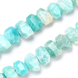 Amazonite Natural Amazonite Beads Strands, Faceted, Polygon, 12~15x17~21x9~15mm, Hole: 1.2mm, about 15pcs/strand, 7.48 inch~7.87  inch(19~20cm)