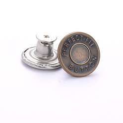 Antique Bronze Alloy Button Pins for Jeans, Nautical Buttons, Garment Accessories, Round with Word, Antique Bronze, 17mm