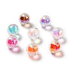 Mixed Color Two Tone UV Plating Rainbow Iridescent Acrylic Beads, Round, Mixed Color, 16x16mm, Hole: 3~3.1mm