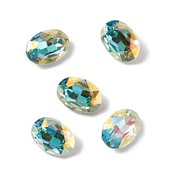 Light Azore AB Cabujones de diamantes de imitación de cristal, puntiagudo espalda y dorso plateado, oval, azor claro ab, 14x10x5.5 mm