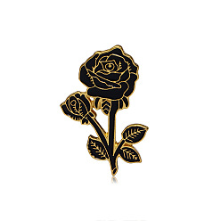 Черный Броши из сплава на тему дня святого валентина, эмалированная булавка с розой, для рюкзака с одеждой, золотые, чёрные, 38x25 мм