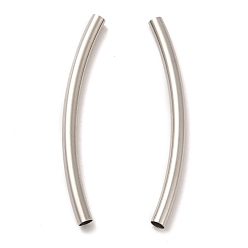 Stainless Steel Color 304 Stainless Steel Tube Beads, Curved Tube, Stainless Steel Color, 40x3mm, Hole: 2.5mm