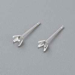 Argent 304 paramètres de boucle d'oreille en acier inoxydable, conclusions de boucles d'oreilles, argenterie, Plateau: 4.5x4.5 mm, pin: 0.8 mm