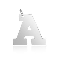 Letter A 201 Stainless Steel Pendants, Letter, Stainless Steel Color, Letter.A, 29.5x31.5x1.5mm, Hole: 4.5mm