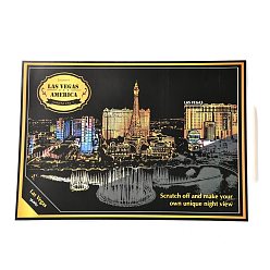 Others Scratch Rainbow Painting Art Paper, DIY Night View of the City, with Paper Card and Sticks, Las Vegas, 40.5x28.4x0.05cm